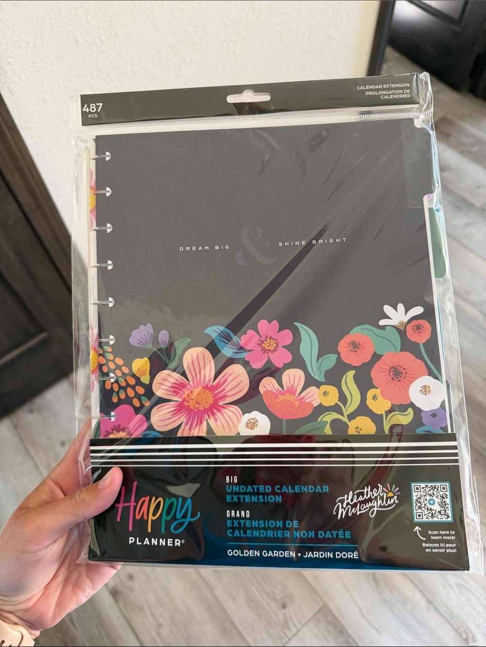 Happy Planner Black Floral Golden Garden Extension with Multicolor Blooms